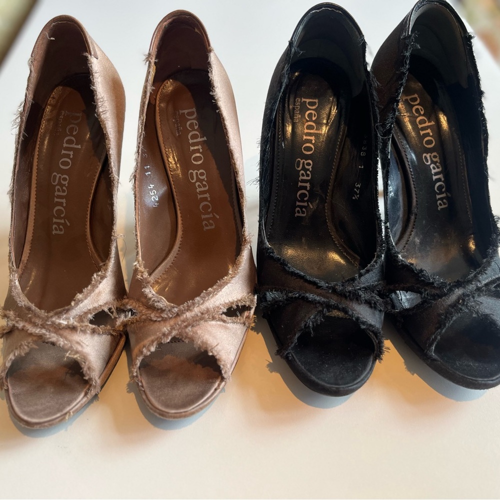 Pedro Garcia Women's Peep Toe Heels - Black and Brown